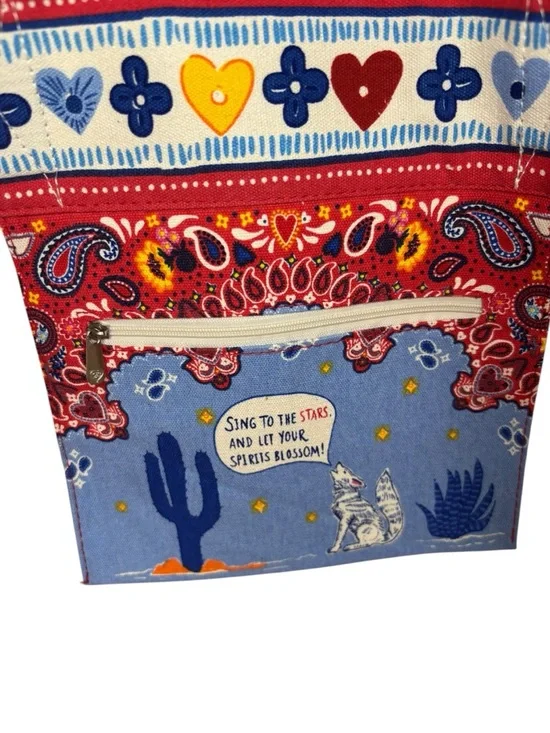 Brighton “Brighton Love Butterfly” Canvas Tote Bag Red Blue Bandana Print Large - Picture 6 of 9